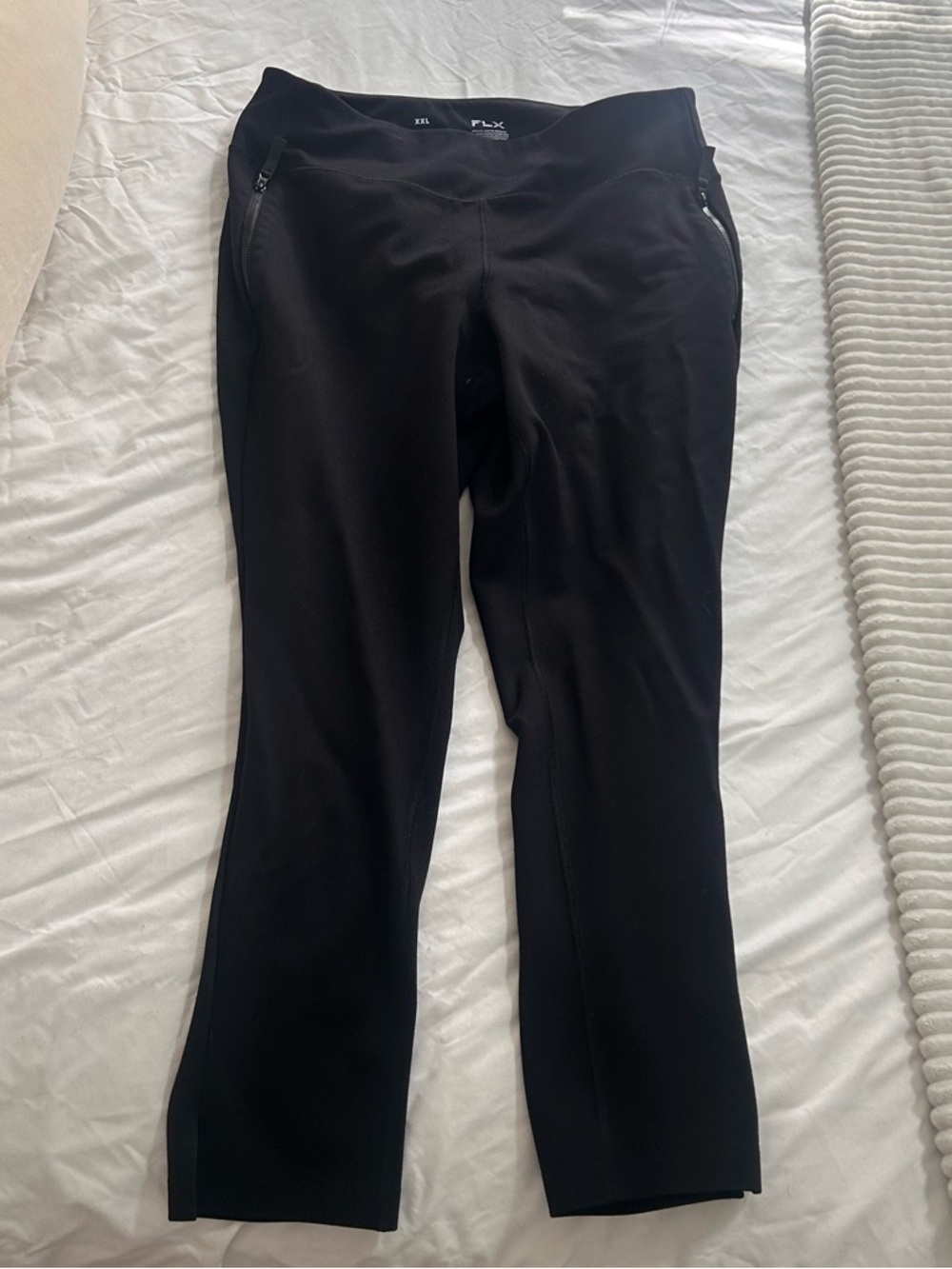 FLX Women's Black Track Pants - Zip Pocket Joggers